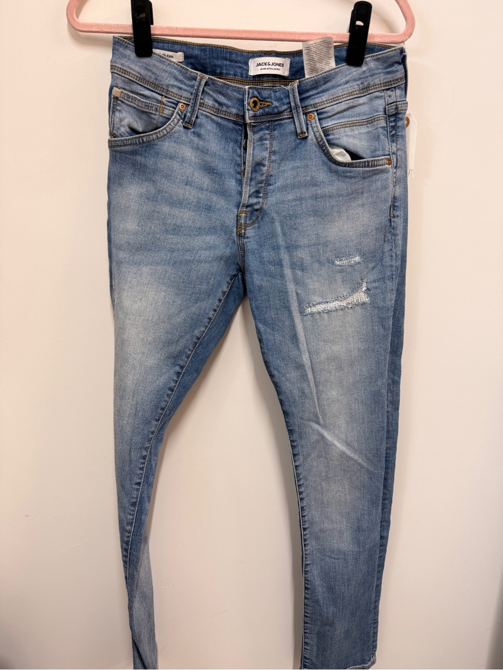 Jack & Jones Light Blue Skinny Jeans with Subtle Distress
